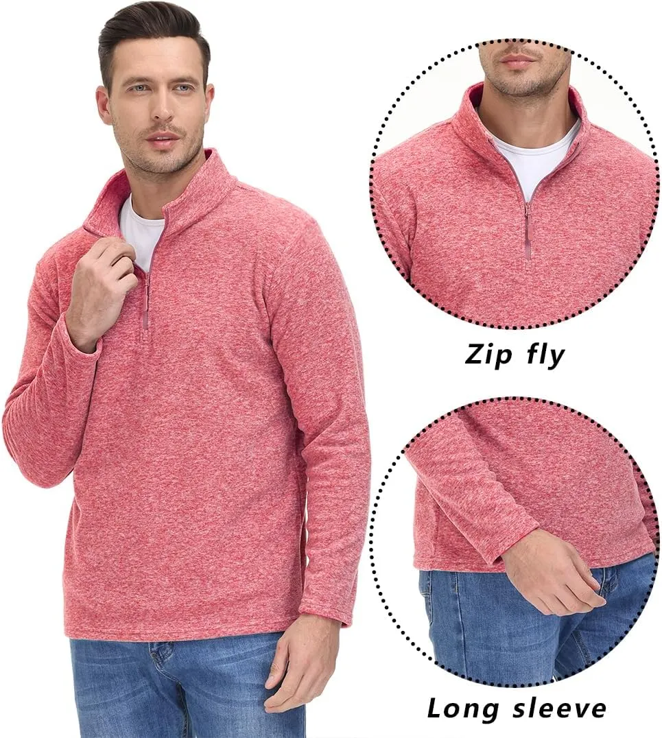 TACVASEN Mens Quarter Zip Sweatshirt Long Sleeve Pullover 1/4 Zip Up Golf Shirt for Men Winter Fleece Lined Thermal Sweater
