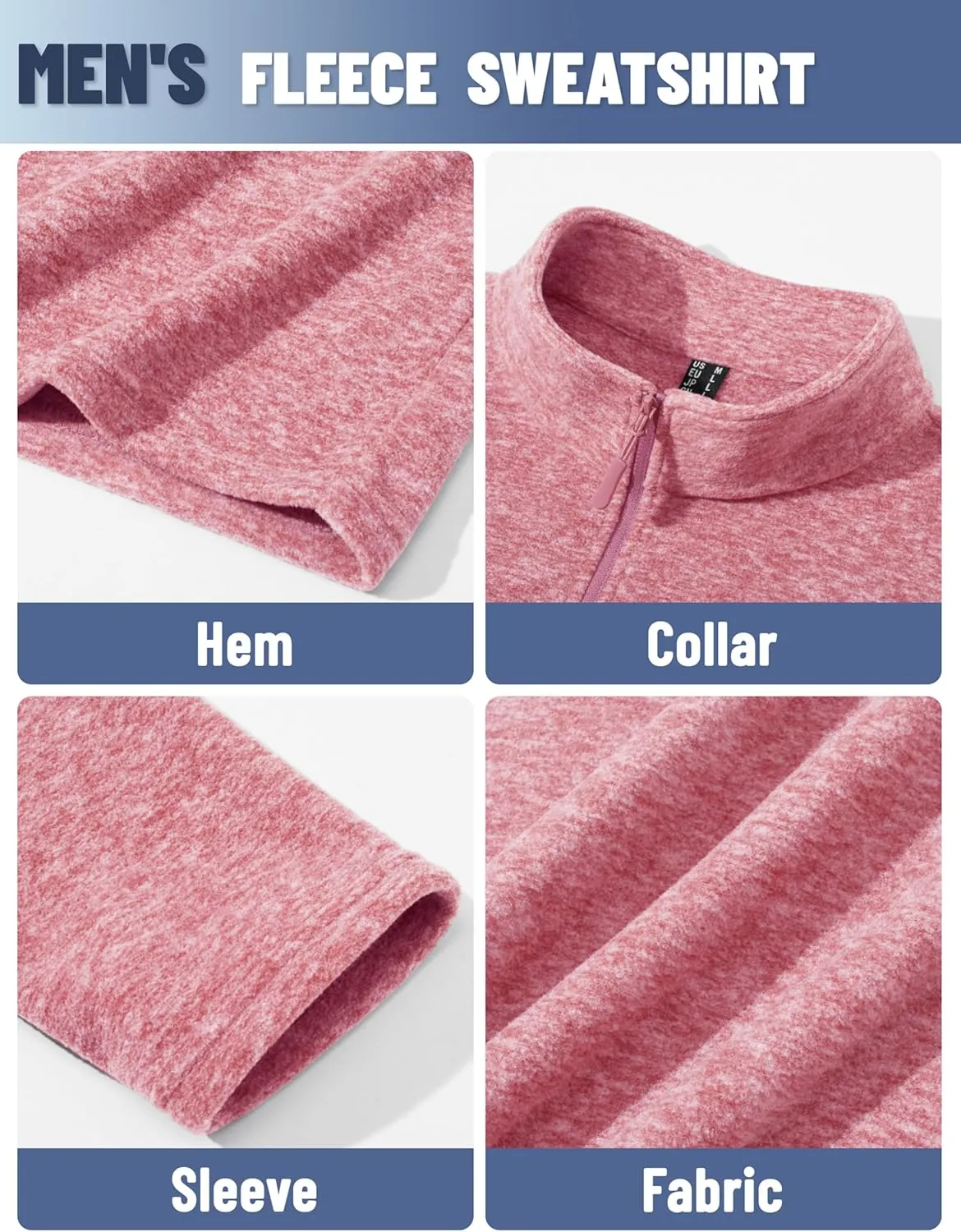 TACVASEN Mens Quarter Zip Sweatshirt Long Sleeve Pullover 1/4 Zip Up Golf Shirt for Men Winter Fleece Lined Thermal Sweater