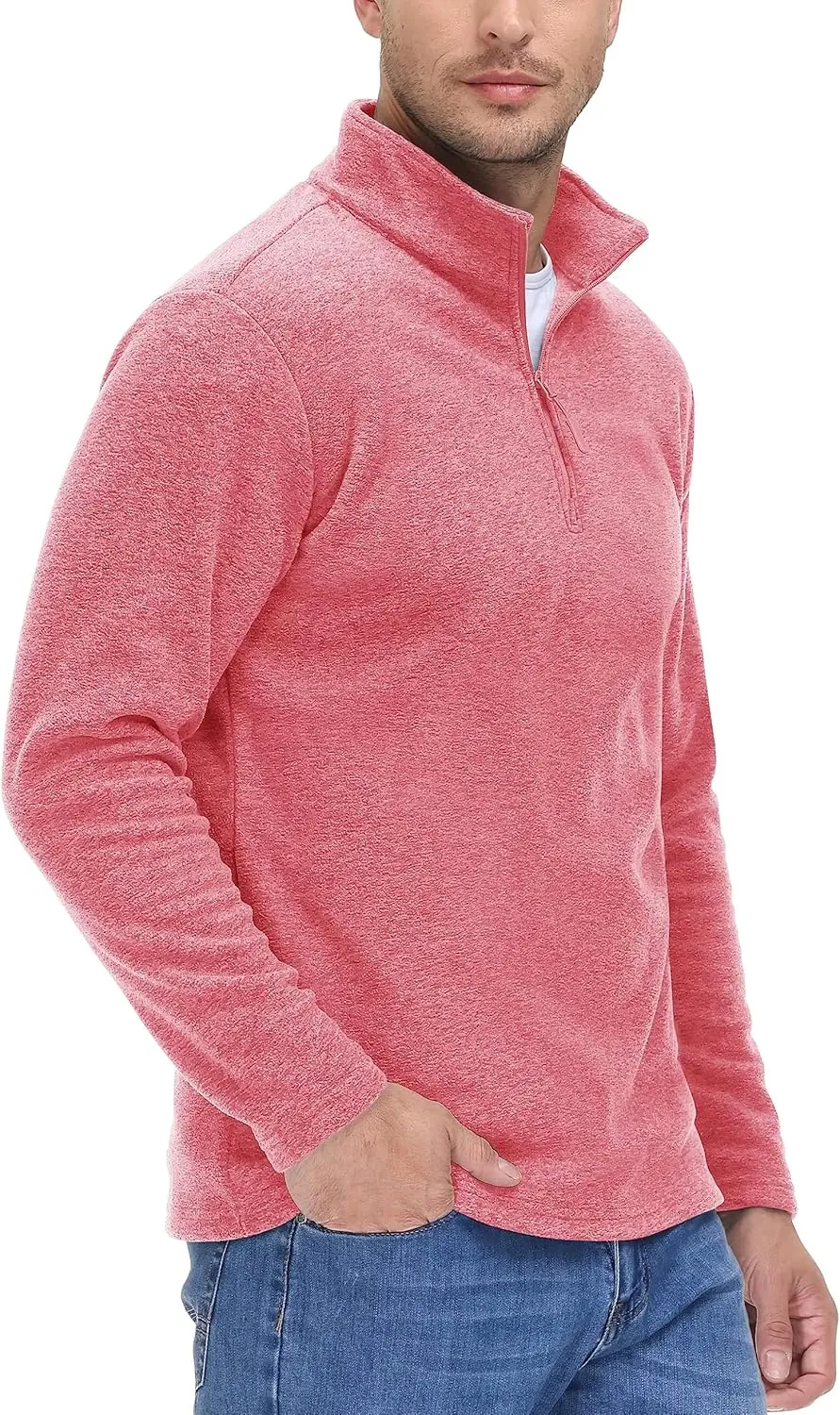 TACVASEN Mens Quarter Zip Sweatshirt Long Sleeve Pullover 1/4 Zip Up Golf Shirt for Men Winter Fleece Lined Thermal Sweater