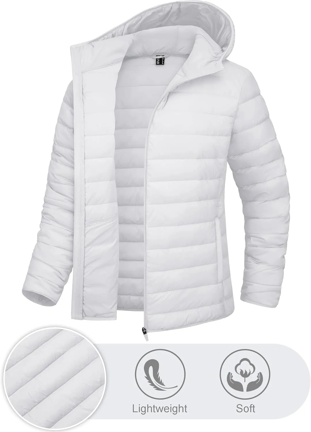 TACVASEN Women's Lightweight Puffer Jacket with Hood Pockets Quilted Padded Full-zip Winter Coat