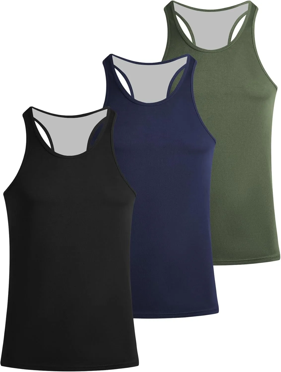 Tank Tops Men Y-Back Muscle 3 Pack Dry Fit Sleeveless Workout Tank Tops for Men Mesh Material Running Gym