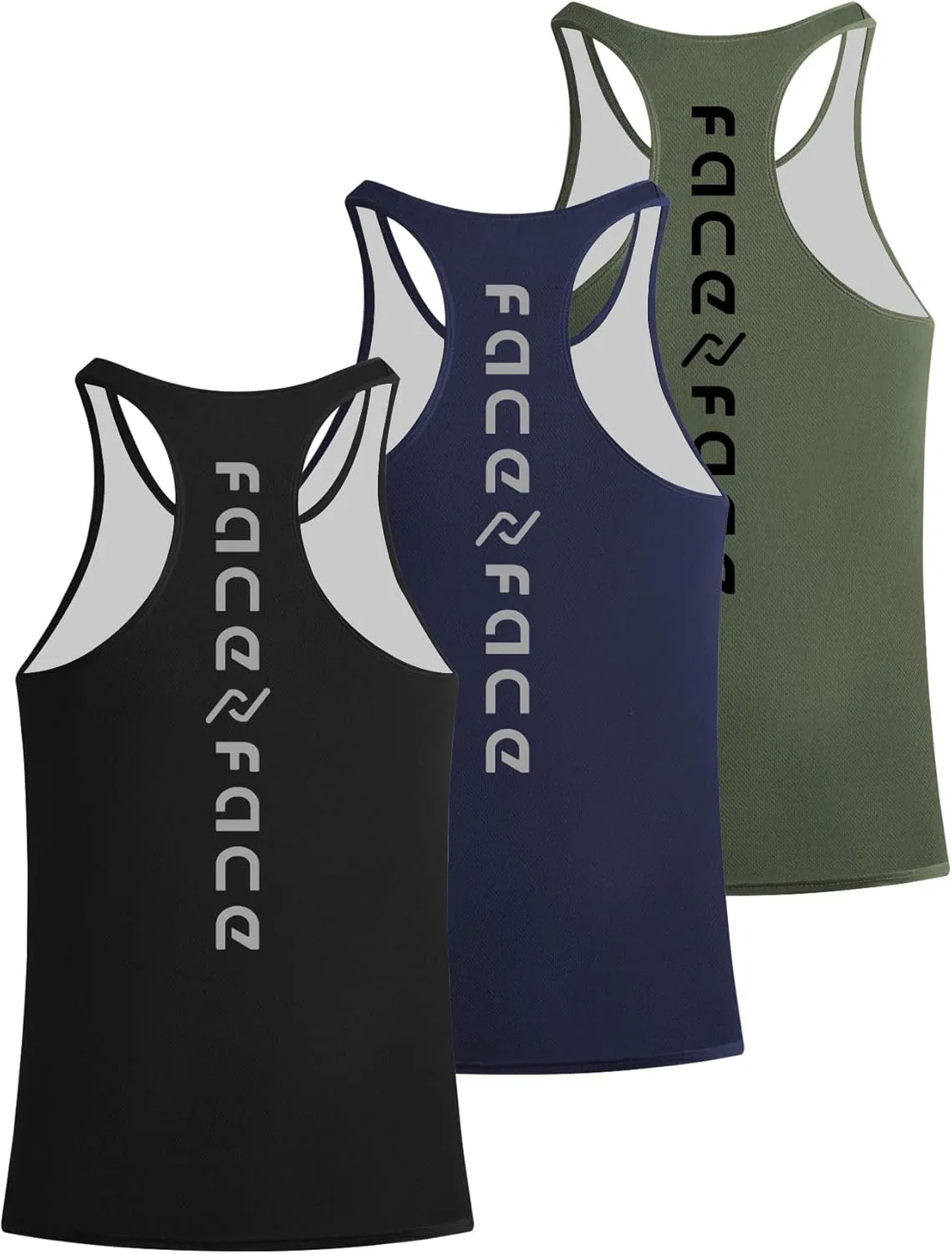 Tank Tops Men Y-Back Muscle 3 Pack Dry Fit Sleeveless Workout Tank Tops for Men Mesh Material Running Gym