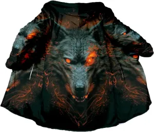 Thick Warm Hooded Cloak For Men Fenrir Wolf Valknut Tattoo Overcoat Coat Windproof Fleece Jacket