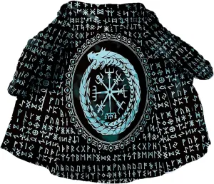 Thick Warm Hooded Cloak Men Tattoo Symbol Viking Armor Overcoat Coat Windproof Fleece Jacket