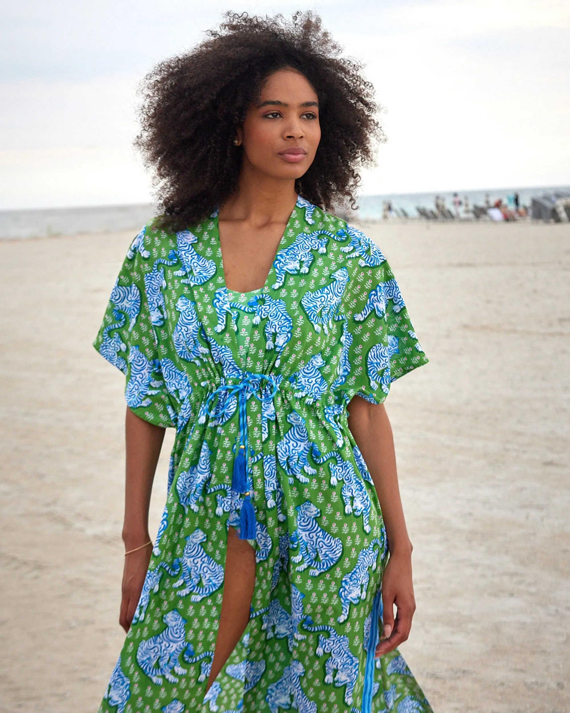 Tiger Queen - Daylight Open Front Cover-Up - Sea Grass