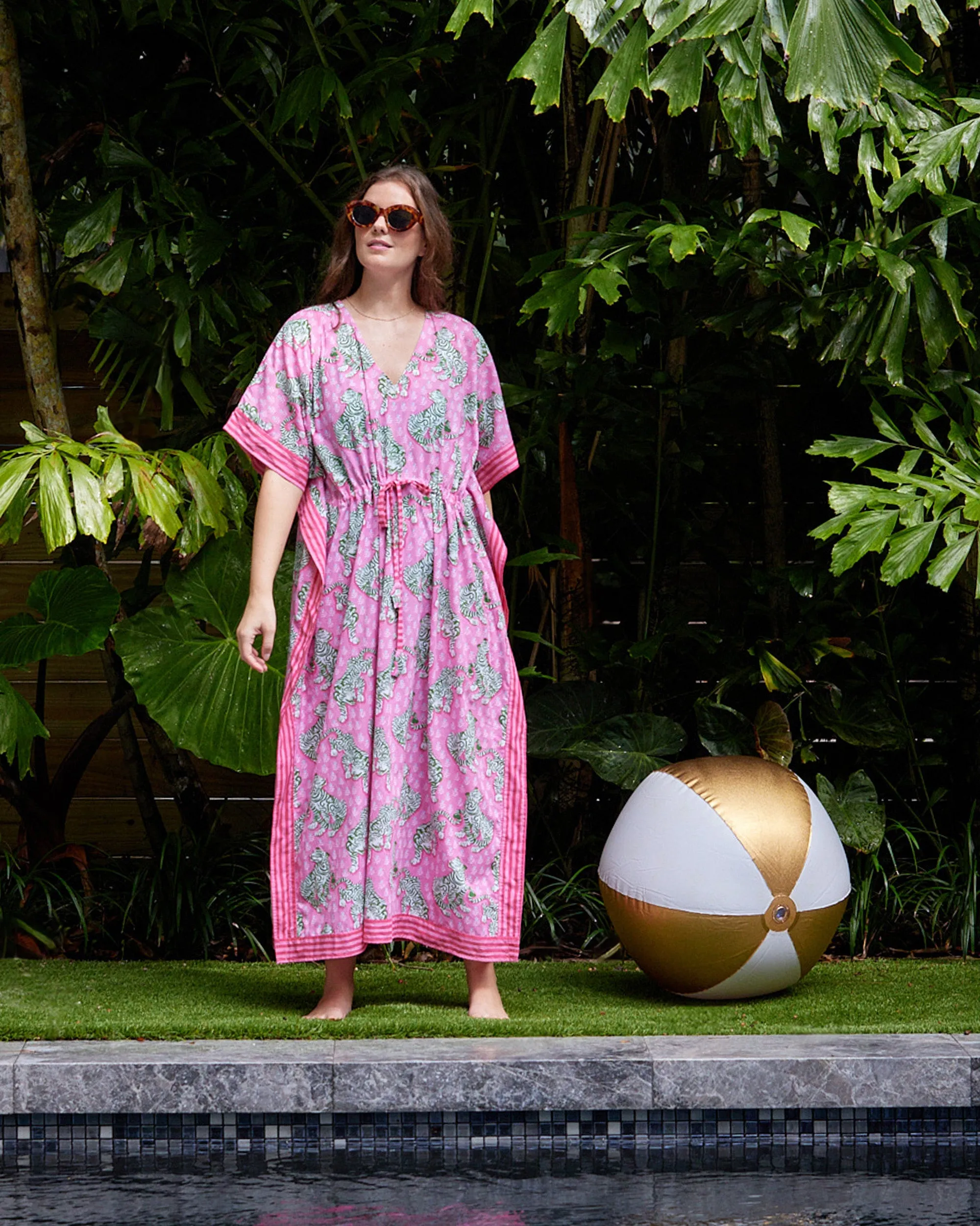 Tiger Queen - Let's Cruise Caftan - Pink Limo