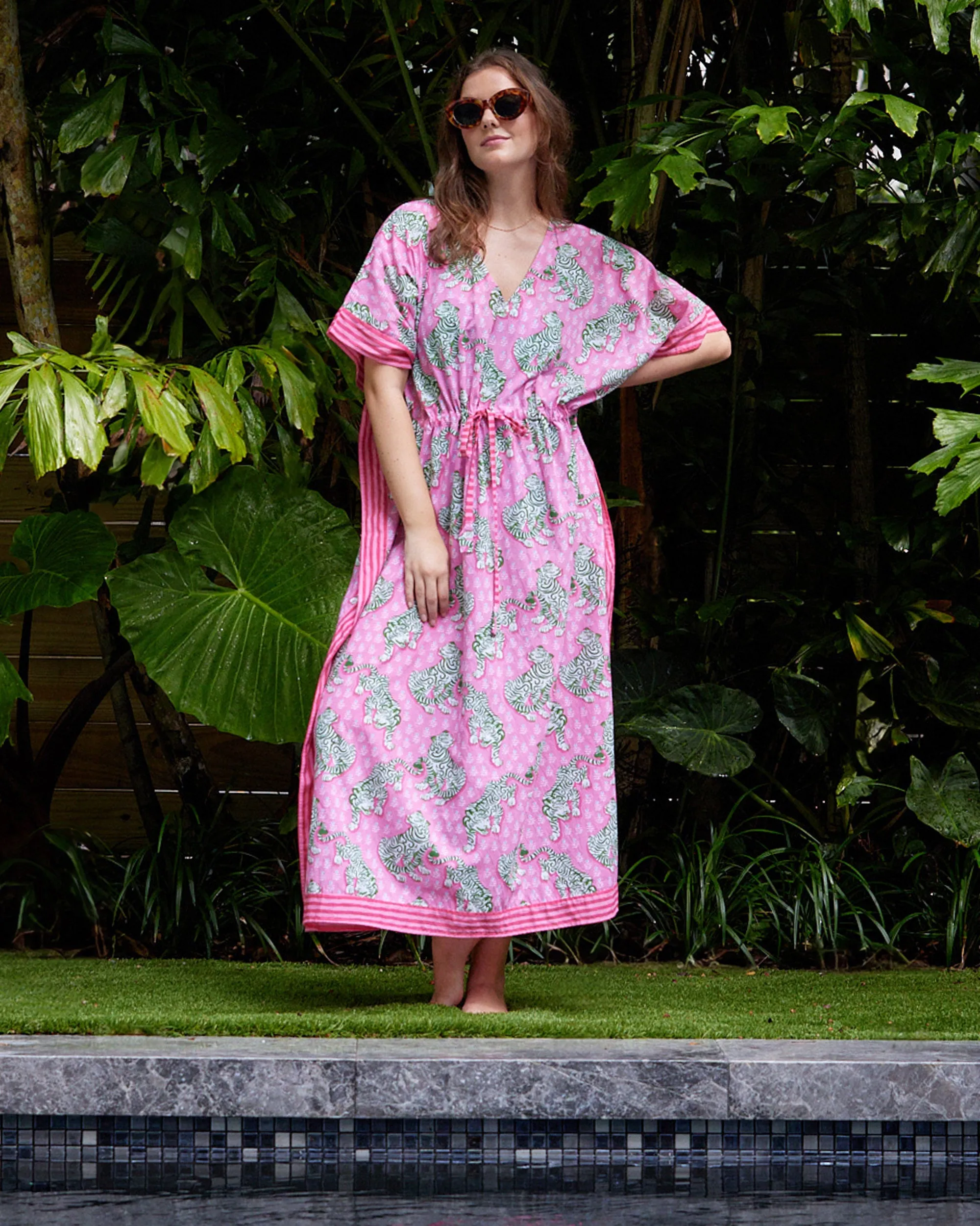 Tiger Queen - Let's Cruise Caftan - Pink Limo