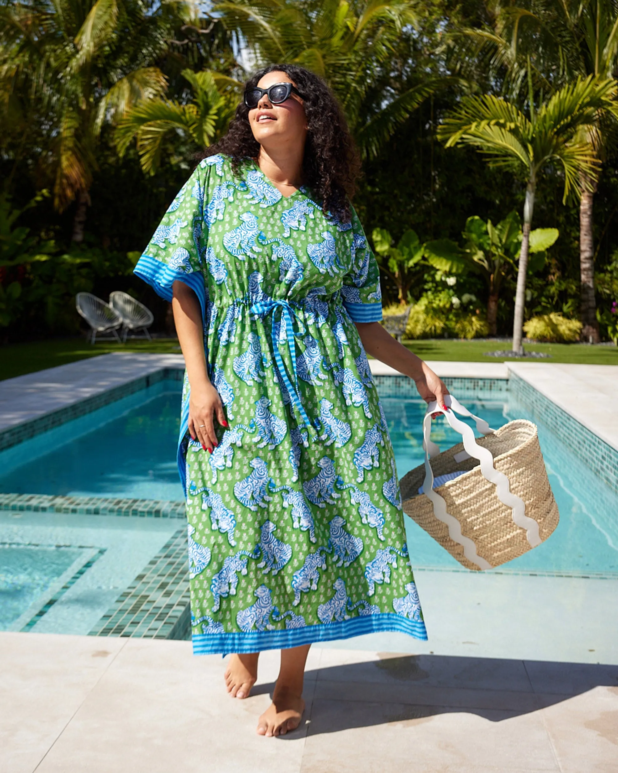Tiger Queen - Let's Cruise Caftan - Sea Grass