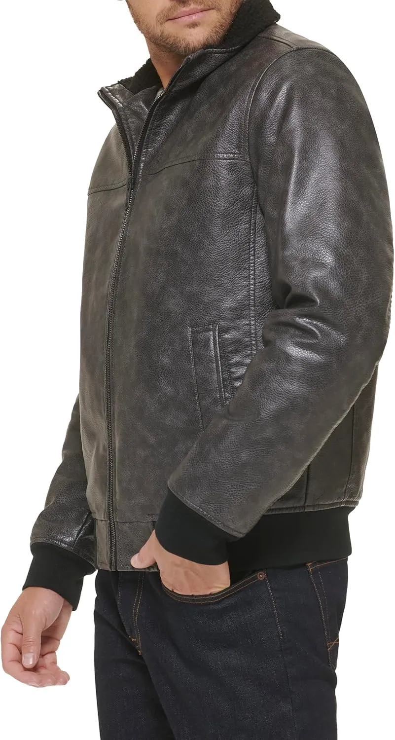 Tommy Hilfiger Men's Faux Leather Bomber Jacket
