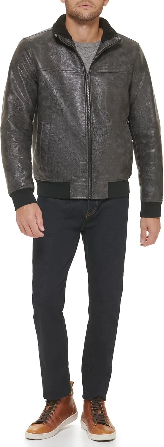 Tommy Hilfiger Men's Faux Leather Bomber Jacket