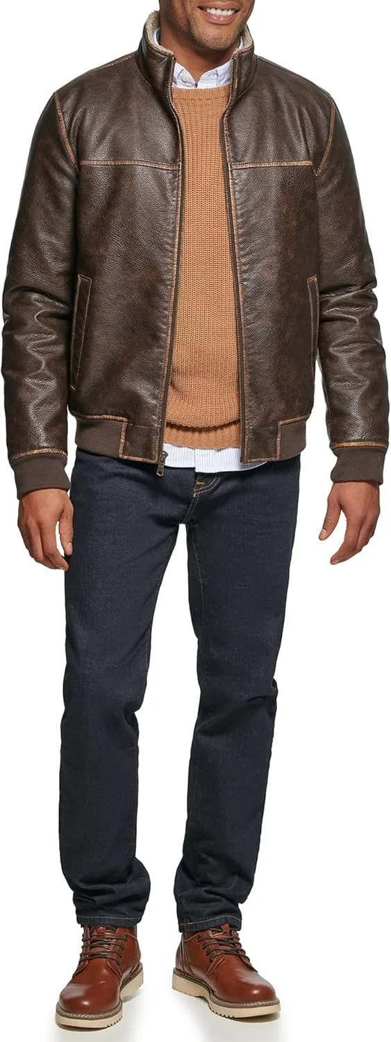 Tommy Hilfiger Men's Faux Leather Bomber Jacket