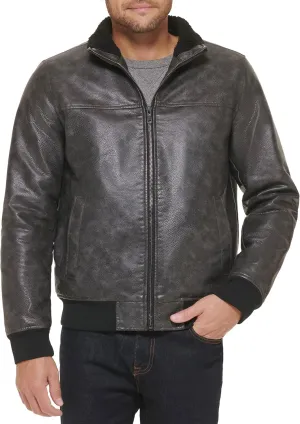 Tommy Hilfiger Men's Faux Leather Bomber Jacket