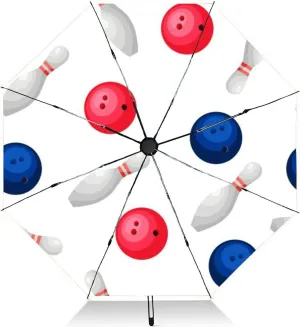 Travel Umbrella for Rain Windproof Skittles and bowling balls Flat style Automatic Cute Portable Compact Umbrella for Women Purse Backpack Car Black Sun UV Protection