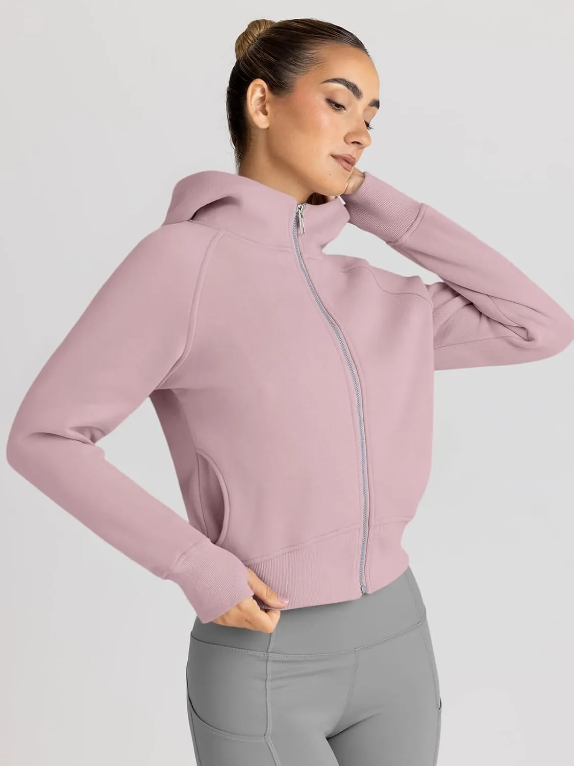 Trendy Queen Womens Zip Up Hoodies Jackets Cropped Sweatshirts Fleece Fall Outfits Casual Comfy Y2k Tops Winter Clothes 2025
