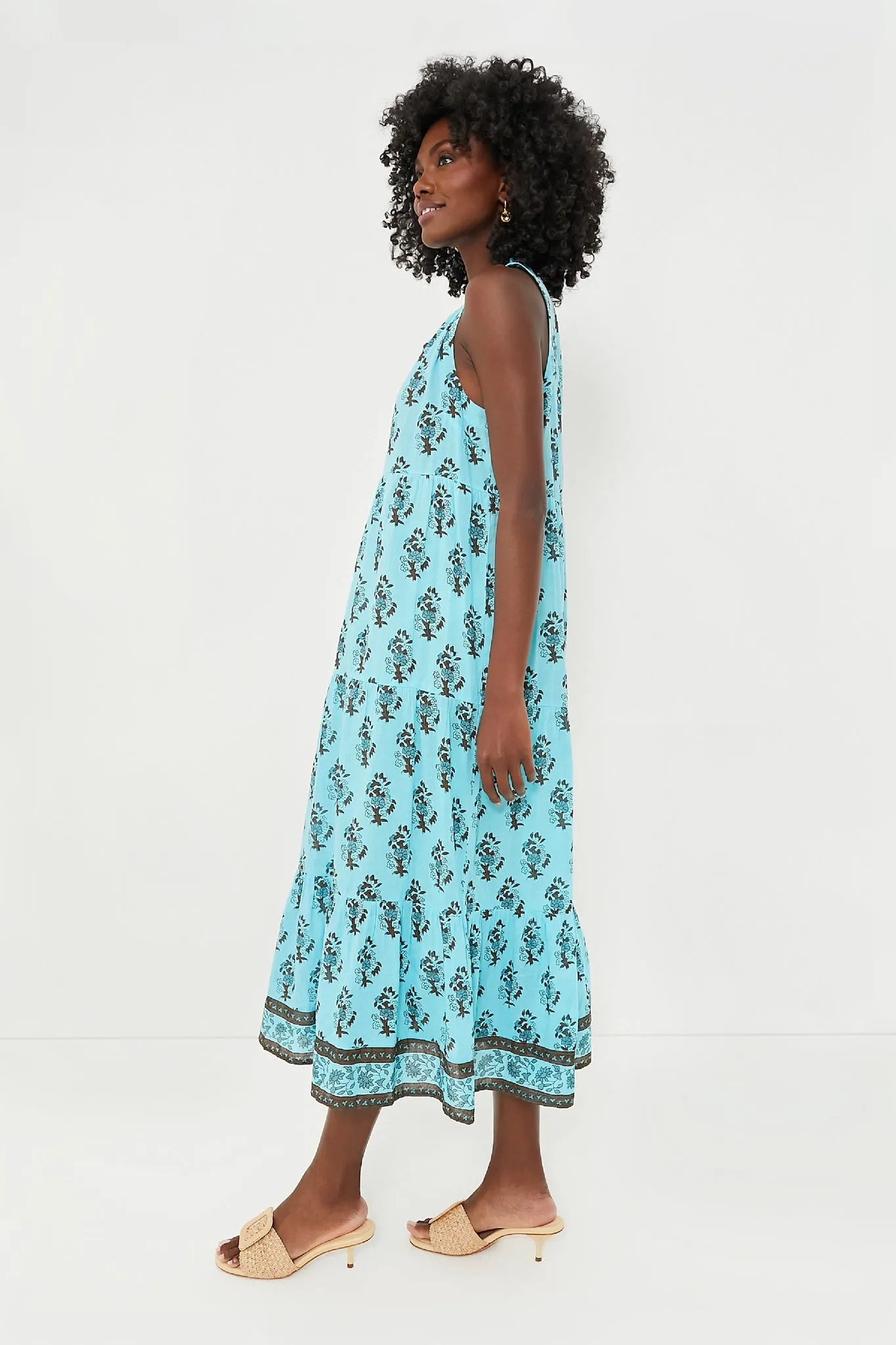 Tropical Turquoise Bouquet Salty Paloma Caftan