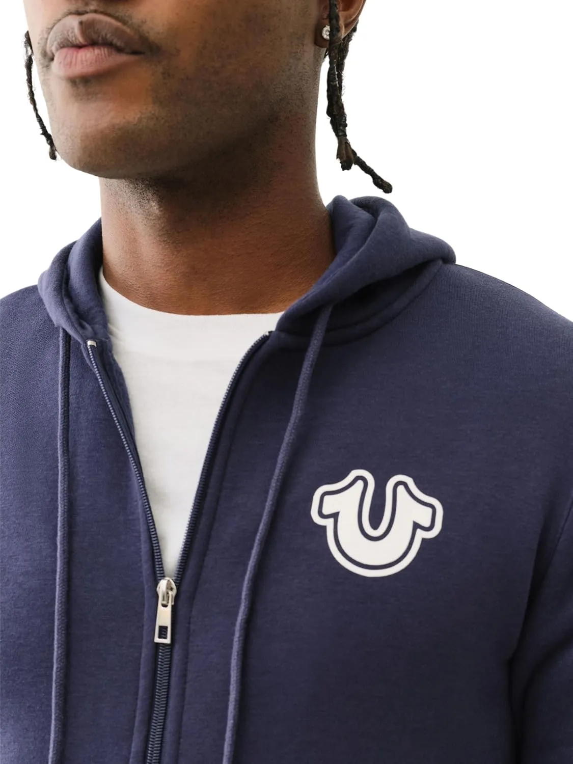 True Religion Men's RAW Exaggerated Zip ICON Hoodie