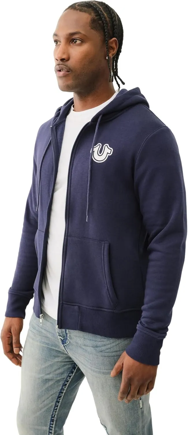 True Religion Men's RAW Exaggerated Zip ICON Hoodie