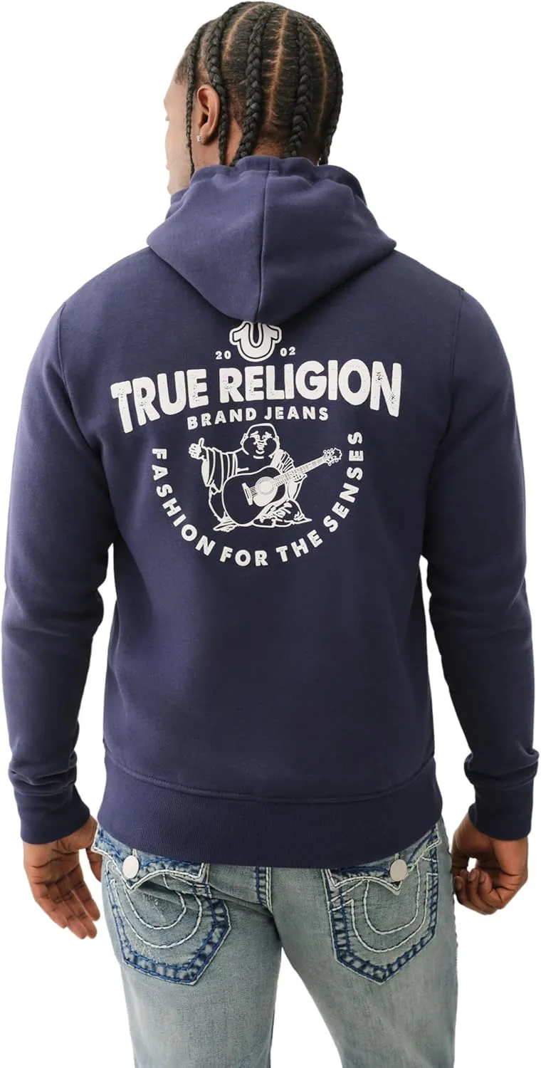 True Religion Men's RAW Exaggerated Zip ICON Hoodie