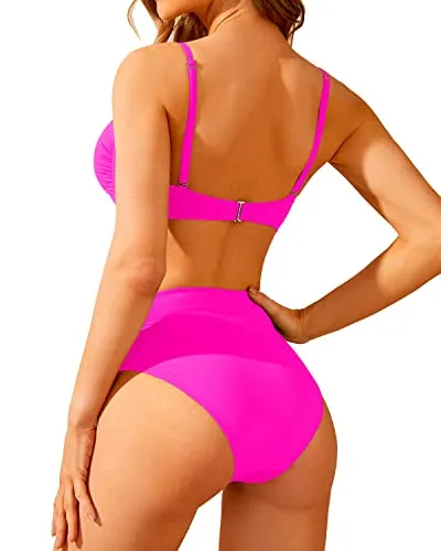 Two Piece Vintage Swimsuit Women's Bandeau Bikini Set Bathing Suit
