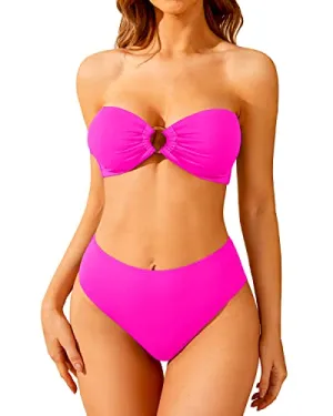 Two Piece Vintage Swimsuit Women's Bandeau Bikini Set Bathing Suit