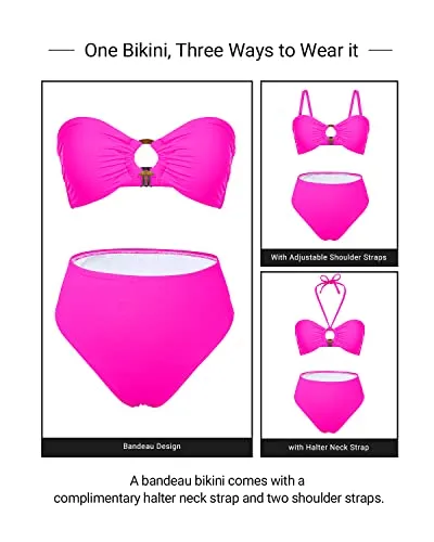 Two Piece Vintage Swimsuit Women's Bandeau Bikini Set Bathing Suit