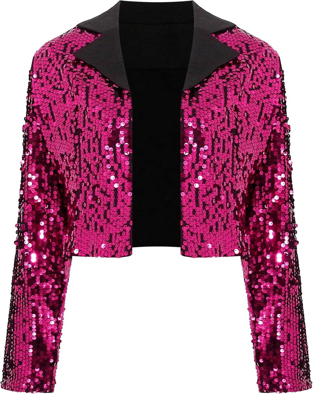 TYNORA Womens Sequin Jackets Long Sleeve Open Front Coat Glitter Short Blazer Casual Coat Party Club