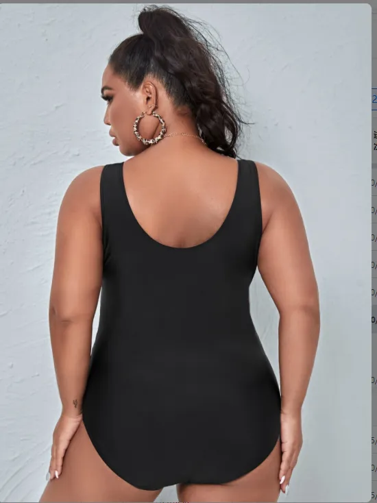 Upopby Solid Translucent Hollow One-Piece Swimsuit
