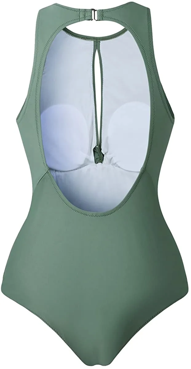 Upopby Women's High Neck Padded One-Piece Swimsuit