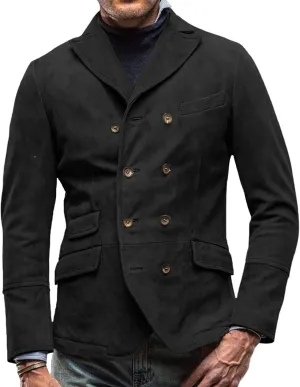 utcoco Mens Casual Slim Fit Blazer Jacket Notched Collar Double Breasted Jackets