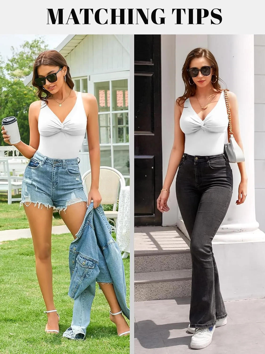 V FOR CITY Ribbed Tank Top for Women with Built-in Bra Adjustable Straps Camisole V Neck Camis S-XL