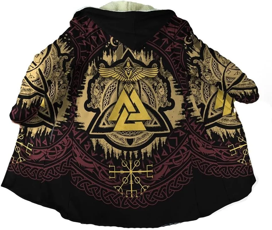 Viking Hooded Coats Nordic Mythology Cloak Hoodies Thick Flannel Hooded Jackets Vintage Hooded Cloak Capes And Cloaks