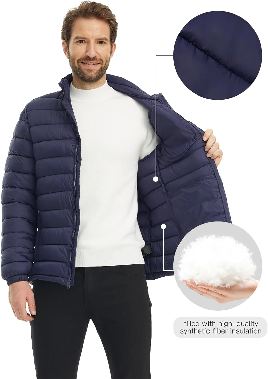 wantdo Men's Lightweight Puffer Jacket Warm Winter Jacket Windproof Winter Coat (Regular and Big)