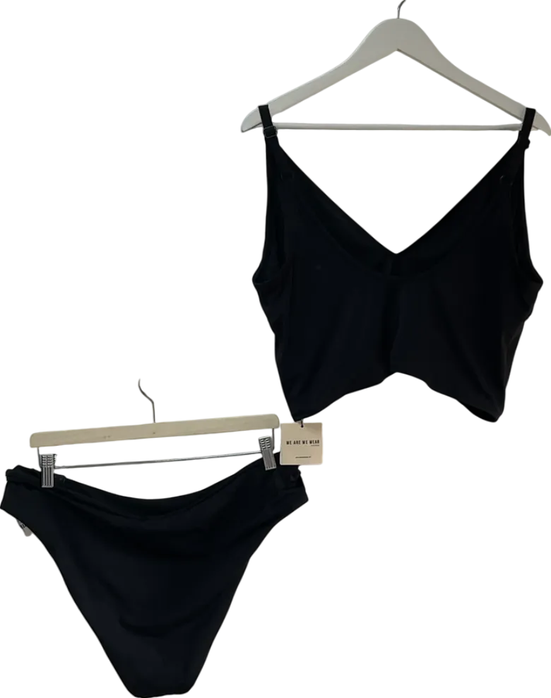 We Are We Wear Black Curve Sonia High Waist Brazilian Bikini Set UK XXXL