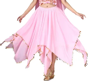 Whitewed Long Handkerchief Skirts Costume Belly Dance Chiffon with Paillettes