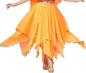 Whitewed Long Handkerchief Skirts Costume Belly Dance Chiffon with Paillettes