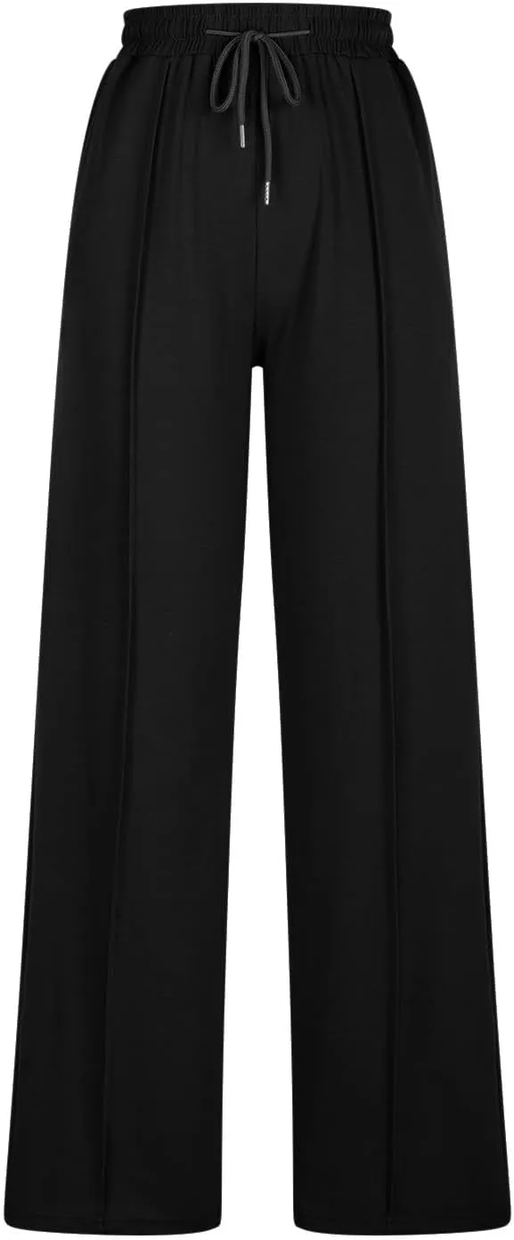 Wide Leg Sweatpants Women 2025 Baggy Drawstring Elastic Waist Straight Trousers Oversized Lounge Joggers Pants Pocket