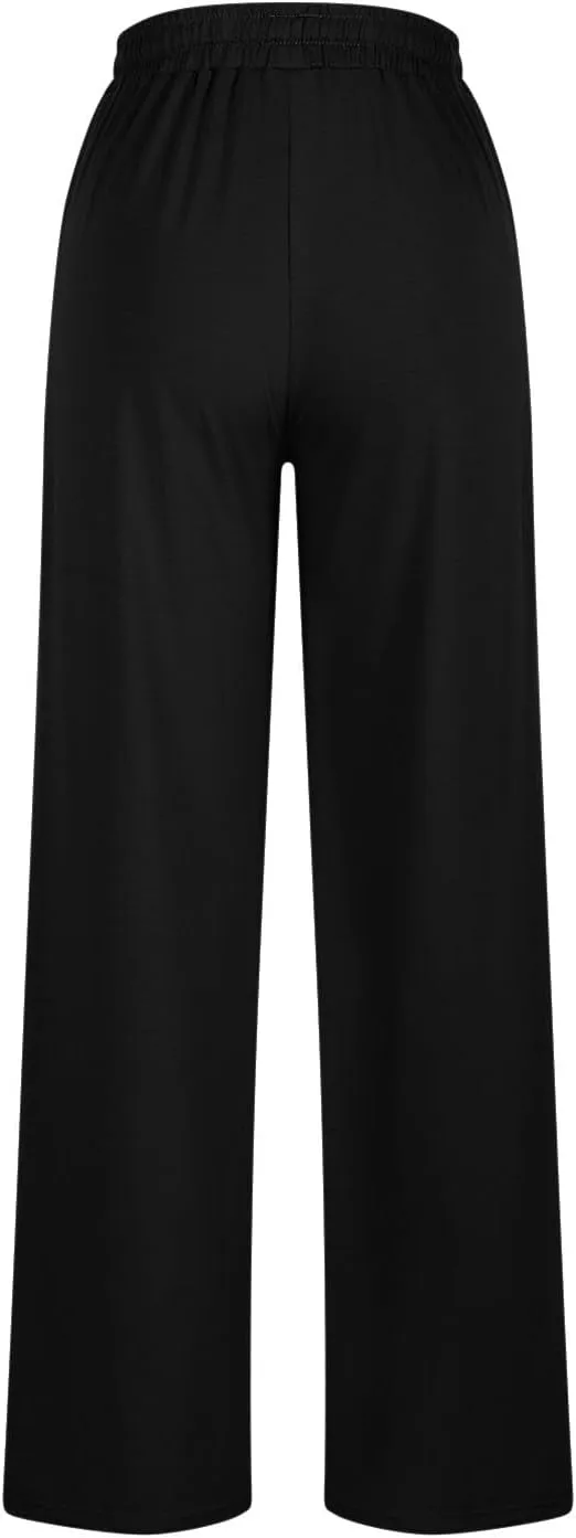 Wide Leg Sweatpants Women 2025 Baggy Drawstring Elastic Waist Straight Trousers Oversized Lounge Joggers Pants Pocket