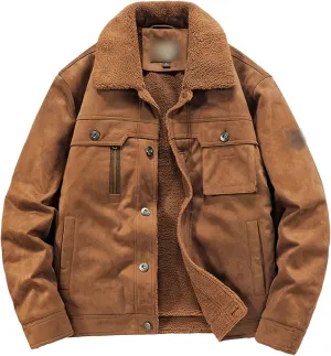 Winter Mens Fleece Jackets Thickened Turn-Down Collar Cotton Coat Male Padded Warm Solid Color Jacket