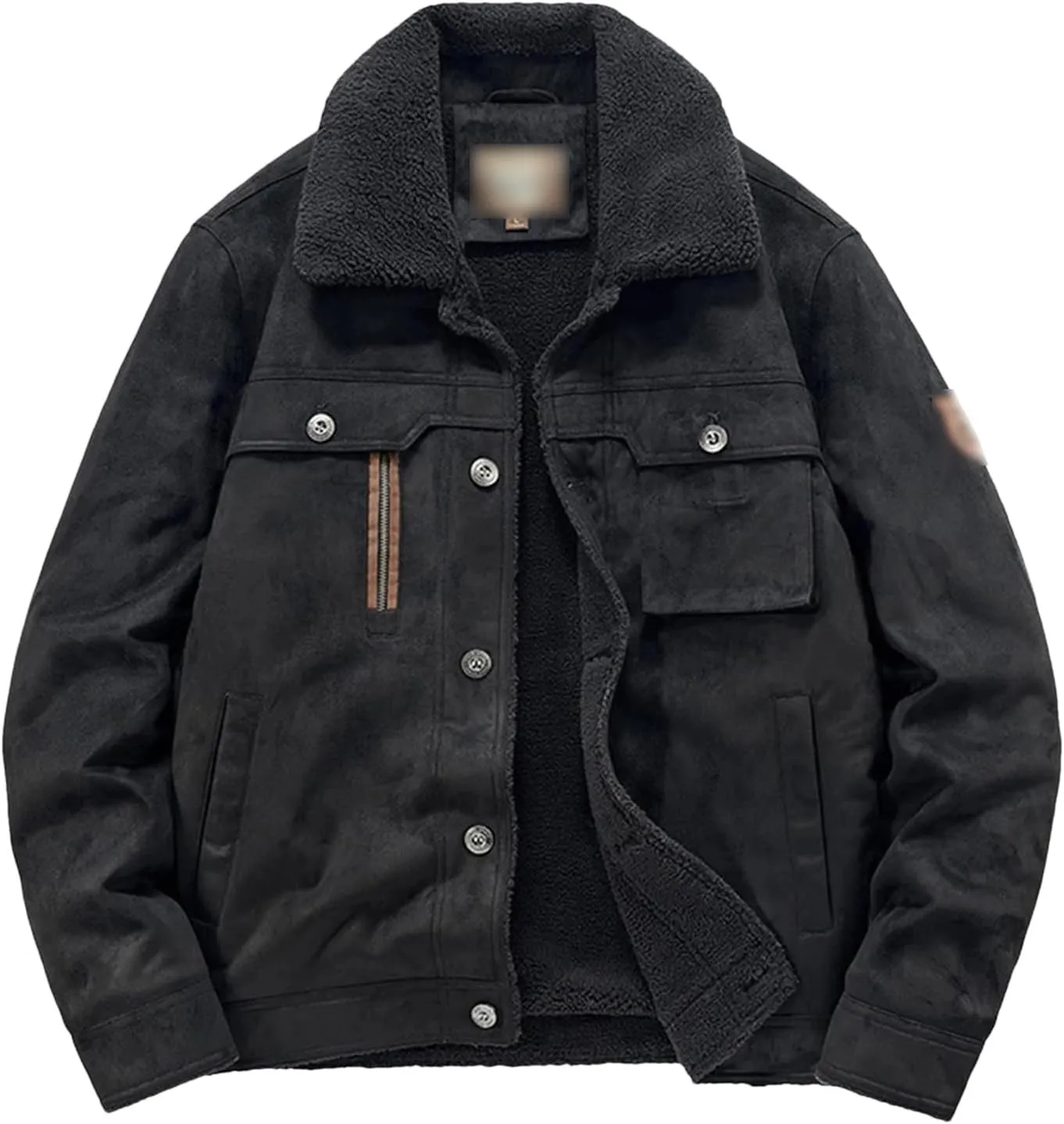 Winter Mens Fleece Jackets Thickened Turn-Down Collar Cotton Coat Male Padded Warm Solid Color Jacket