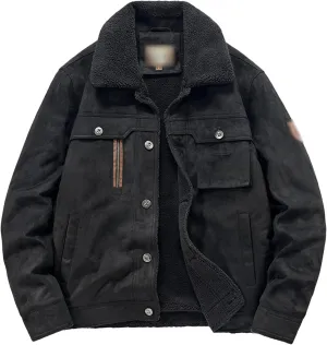 Winter Mens Fleece Jackets Thickened Turn-Down Collar Cotton Coat Male Padded Warm Solid Color Jacket