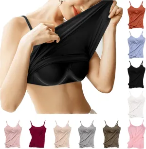 Wocrolse Womens Cotton Tank Tops With Built In Bra Camisole, Adjustable Strap Yoga Shirts With Shelf Bra For Workout