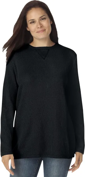 Woman Within Women's Plus Size Waffle Thermal Sweatshirt