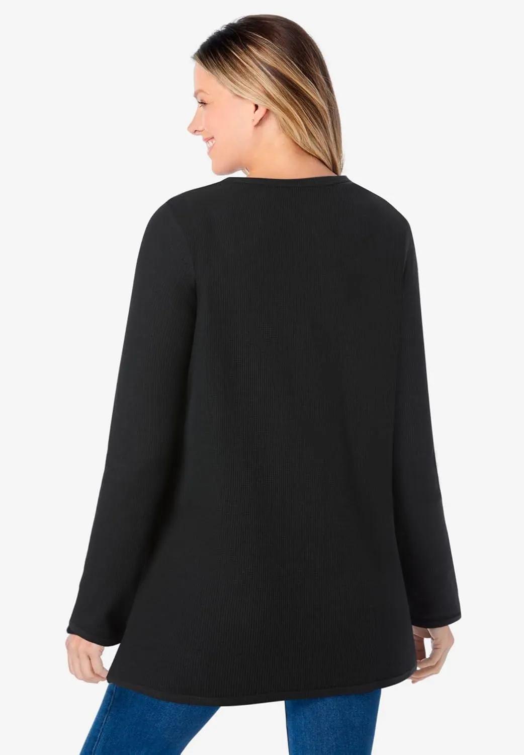 Woman Within Women's Plus Size Waffle Thermal Sweatshirt