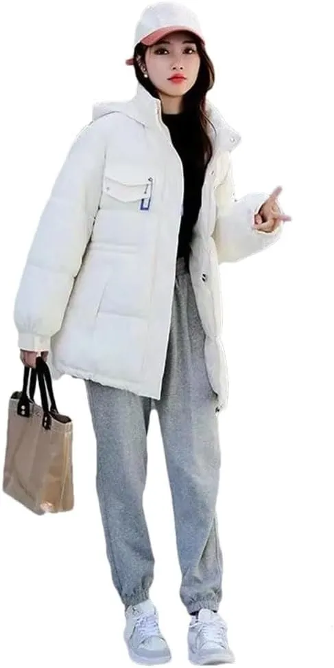 Women Coat Loose Hooded Cotton Coat Women Long Parkas Jacket Warm Thick Cotton Padded Jackets