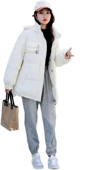 Women Coat Loose Hooded Cotton Coat Women Long Parkas Jacket Warm Thick Cotton Padded Jackets
