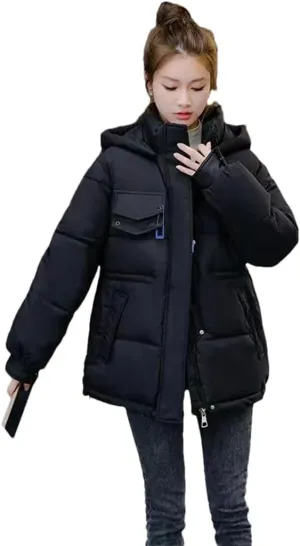 Women Coat Loose Hooded Cotton Coat Women Long Parkas Jacket Warm Thick Cotton Padded Jackets