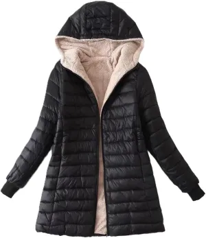 Women Hoodie Jackets, Zip-up Puffy Hoodie Coat, Warm Winter Sherpa Fleece Lined Hooded Jacket