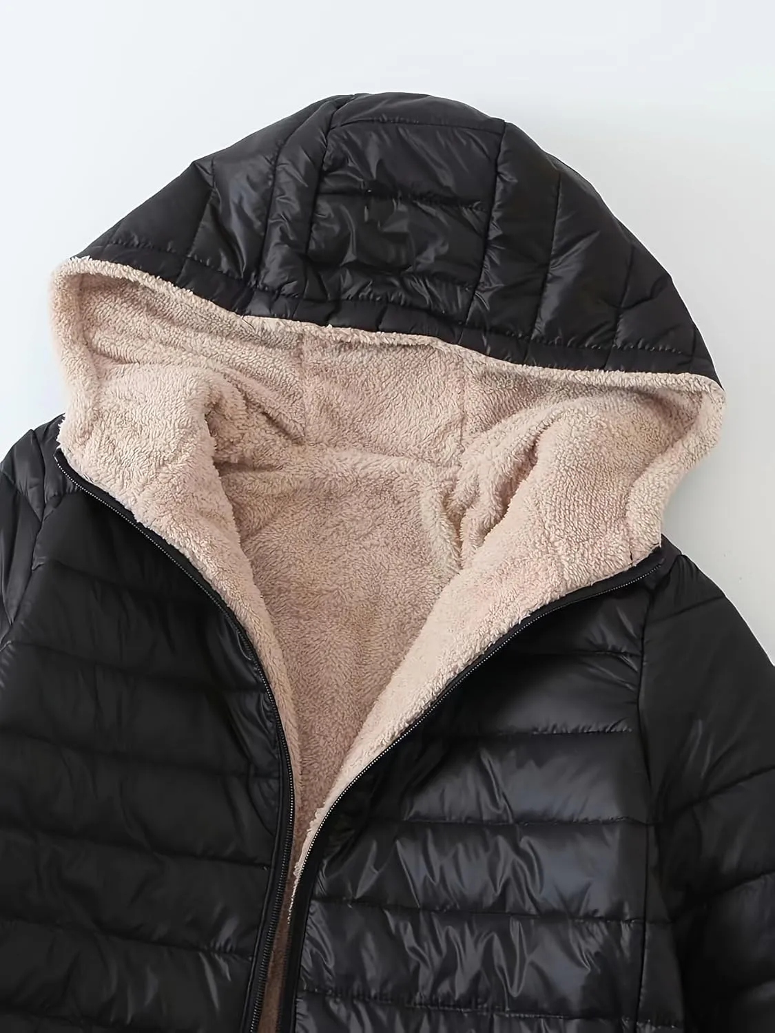 Women Hoodie Jackets, Zip-up Puffy Hoodie Coat, Warm Winter Sherpa Fleece Lined Hooded Jacket