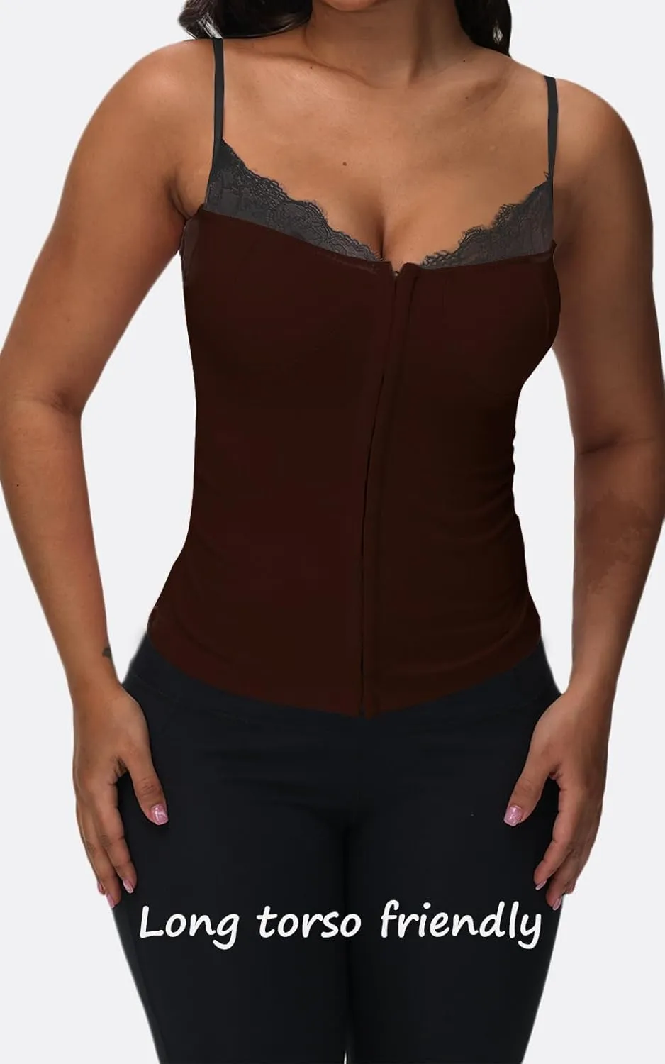 Women Lace Trim Tank Cami Top with Built in Bra Cute Padded Lingerie for Summer Date Night Going Out
