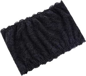 Women Lace Tube Tops Modesty Panel Cleavage Cover for Low Neckline Lace Strapless Bra Bandeau Top Chest Wrap Girls